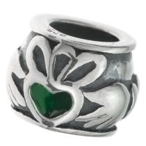 1x Antiqued 925 Sterling Silver Love Heart Claddagh Ring Enamel Bead for European Charm Bracelets