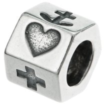 1x Antiqued 925 Sterling Silver Hexagon Heart Cross Ship Anchor Bead for European Charm Bracelets