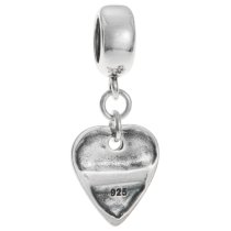 1x Antique Sterling Silver Love Forever Heart Dangle Bead for European Charm Bracelets