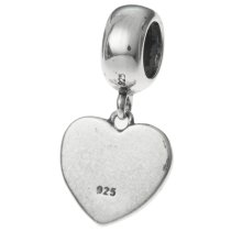 1x Antique Sterling Silver Easter Bunny Rabbit Heart Dangle Bead for European Charm Bracelets