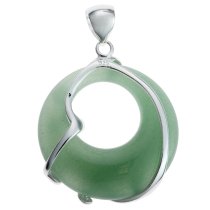 1x Sterling Silver Filigree Flower Round Aventurine Charm Pendant 35mm