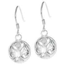 2x 925 Sterling Silver Round Filigree Flower Ball Dangle Ear Wire French Hook Earring