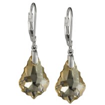 2x Sterling Silver Baroque Golden Shadow Crystals Leverback Dangle Earrings Using Swarovski Elements