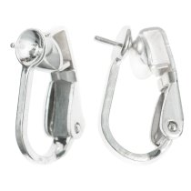 2x 925 Sterling Silver 4mm Pearl Cup Pin Clip on Back Non-pierced Earring Connector