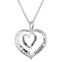 925 Sterling Silver Mother Daughter Forever Love Heart Dangle Charm Pendant Chain Necklace 16″+2″ Extender