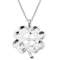 925 Sterling Silver 4 Leaf Clover Friends Forever Today Tomorrow Always Heart Charm Pendant Chain Necklace 16"+2" Extender
