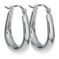 2x 925 Sterling Silver Puff Ring Hoop Huggie Hinge with Notched Post Drop Earrings