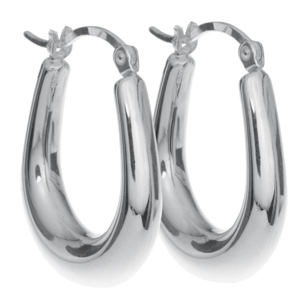 2x 925 Sterling Silver Puff Ring Hoop Huggie Hinge with Notched Post Drop Earrings