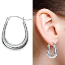 2x 925 Sterling Silver Puff Ring Hoop Huggie Hinge with Notched Post Drop Earrings