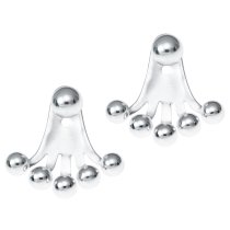 2x 925 Sterling Silver Round Ball Dot 2 in 1 Stud and Jacket Ear Cuff Earrings