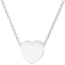 925 Sterling Silver Love Heart Dangle Charm Pendant Rolo Chain Necklace 16 Inches with 1 Inch Extender