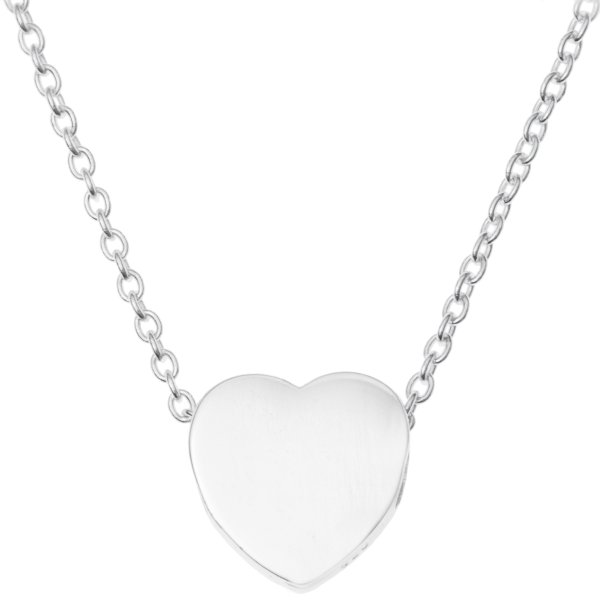 925 Sterling Silver Love Heart Dangle Charm Pendant Rolo Chain Necklace 16 Inches with 1 Inch Extender