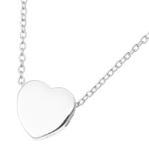 925 Sterling Silver Love Heart Dangle Charm Pendant Rolo Chain Necklace 16 Inches with 1 Inch Extender