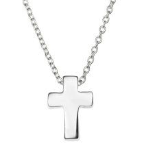 925 Sterling Silver Christian Cross Faith Dangle Charm Pendant Rolo Chain Necklace 16 Inches with 1 Inch Extender