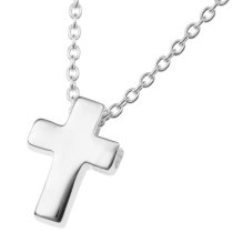 925 Sterling Silver Christian Cross Faith Dangle Charm Pendant Rolo Chain Necklace 16 Inches with 1 Inch Extender