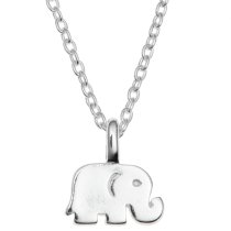 925 Sterling Silver Elephant Luck Dangle Charm Pendant Rolo Chain Necklace 16 Inches with 1 Inch Extender