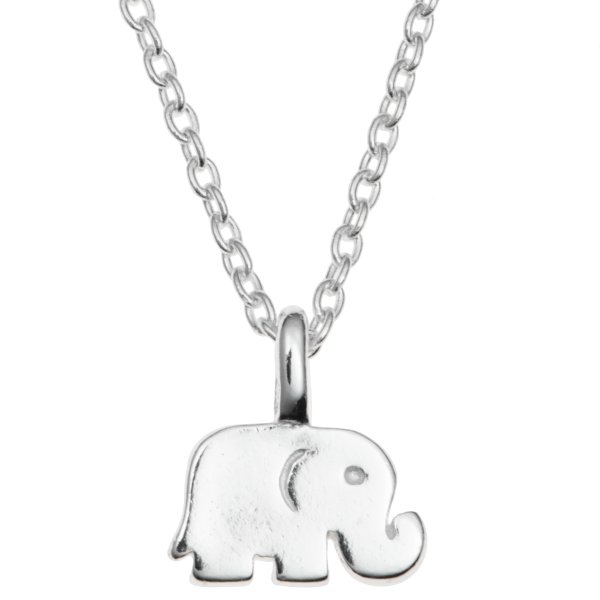 925 Sterling Silver Elephant Luck Dangle Charm Pendant Rolo Chain Necklace 16 Inches with 1 Inch Extender