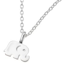 925 Sterling Silver Elephant Luck Dangle Charm Pendant Rolo Chain Necklace 16 Inches with 1 Inch Extender