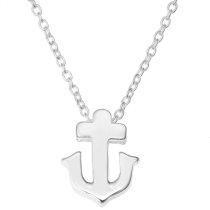 925 Sterling Silver Ship Anchor Friendship Dangle Charm Pendant Rolo Chain Necklace 16 Inches with 1 Inch Extender