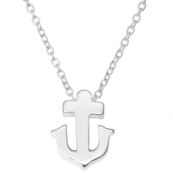 925 Sterling Silver Ship Anchor Friendship Dangle Charm Pendant Rolo Chain Necklace 16 Inches with 1 Inch Extender