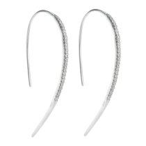 2x Rhodium on 925 Sterling Silver Clear CZ Crystal Drop Ear Wire Earwire Hook Earring