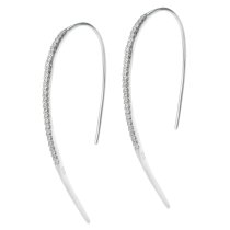 2x Rhodium on 925 Sterling Silver Clear CZ Crystal Drop Ear Wire Earwire Hook Earring