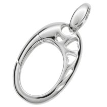 1x Rhodium on 925 Sterling Silver Heart Filigree Oval Triggerless Lobster Clasp Connector Bail 30mm