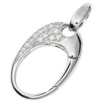 1x Rhodium on 925 Sterling Silver Clear CZ Crystal Oval Triggerless Lobster Clasp Charm Pendant Connector Bail 30mm