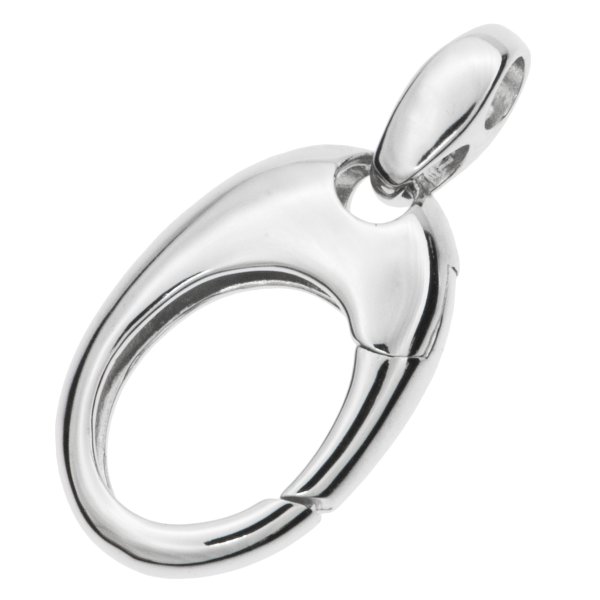 1x Rhodium on 925 Sterling Silver Oval Triggerless Lobster Clasp Connector Bail Hook