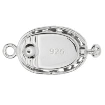 1x Rhodium Plated Sterling Silver Filigree Flower Oval 1 Strand Clear CZ Crystal Pearl Box Clasp