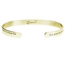Qina C. Gold-tone 316l Stainless Steel Christian Bible Quote Courage Adjustable Cuff Bracelet Wristband Bangle