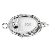 1x Rhodium Plated Sterling Silver Filigree Tree of Life Oval 1 Strand Clear CZ Crystal Pearl Box Clasp