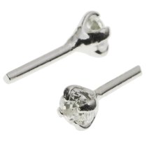 10x Rhodium on 925 Sterling Silver Clear CZ Crystal Head Pin Headpins 0.5mm / 24ga Gauge
