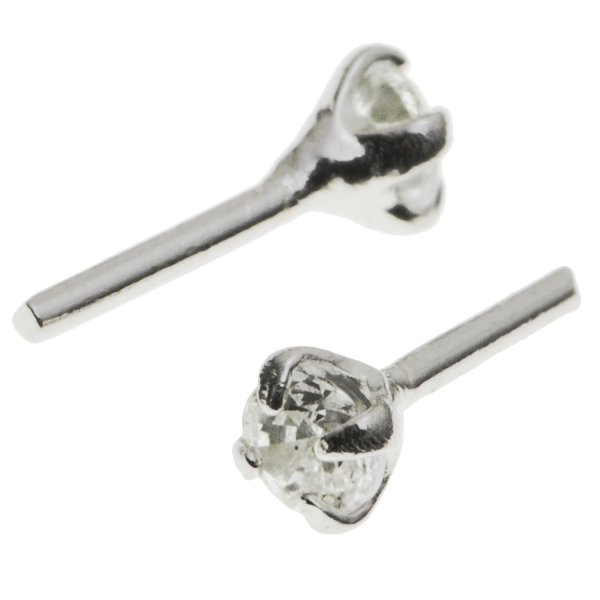 10x Rhodium on 925 Sterling Silver Clear CZ Crystal Head Pin Headpins 0.5mm / 24ga Gauge