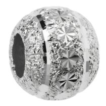 Rhodium on 925 Sterling Silver Snowflake Disco Stardust Bead for European Charm Bracelets 10mm