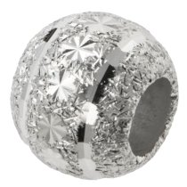 Rhodium on 925 Sterling Silver Snowflake Disco Stardust Bead for European Charm Bracelets 10mm