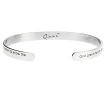 Qina C. 316l Stainless Steel Christian Bible Quote Courage Adjustable Cuff Bracelet Wristband Bangle