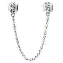 Antique 925 Sterling Silver Infinity Love Heart Screw-on Bead Safety Chain for European Charm Bracelets
