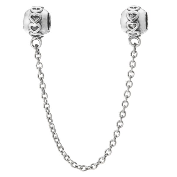 Antique 925 Sterling Silver Infinity Love Heart Screw-on Bead Safety Chain for European Charm Bracelets