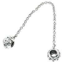 Antique 925 Sterling Silver Infinity Love Heart Screw-on Bead Safety Chain for European Charm Bracelets