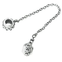 Antique 925 Sterling Silver Infinity Love Heart Screw-on Bead Safety Chain for European Charm Bracelets