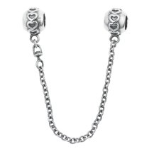 Antique 925 Sterling Silver Infinity Love Heart Screw-on Bead Safety Chain for European Charm Bracelets