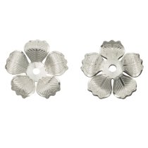 2x 925 Sterling Silver Blossoms Flower Leaf Bead Cap 9mm