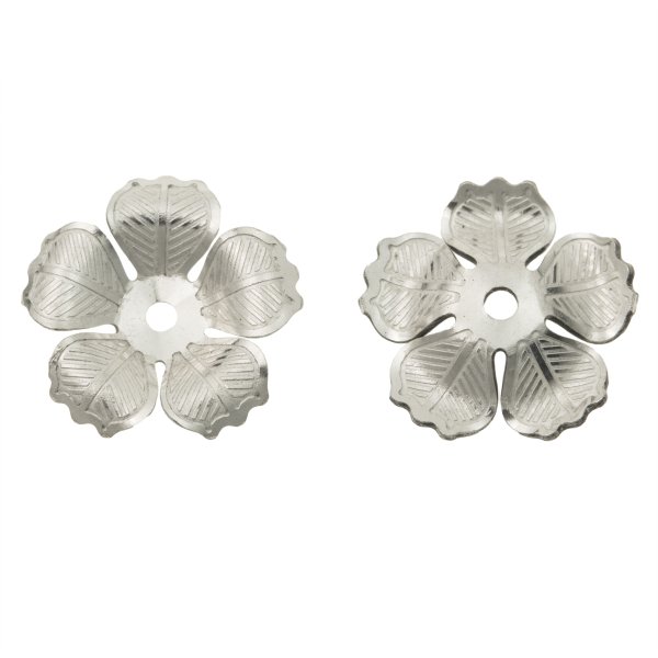 2x 925 Sterling Silver Blossoms Flower Leaf Bead Cap 9mm