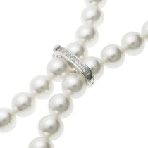 Rhodium on 925 Sterling Silver CZ Crystal Connector Pearl Necklace Shortener Enhancer Clasp 19mm