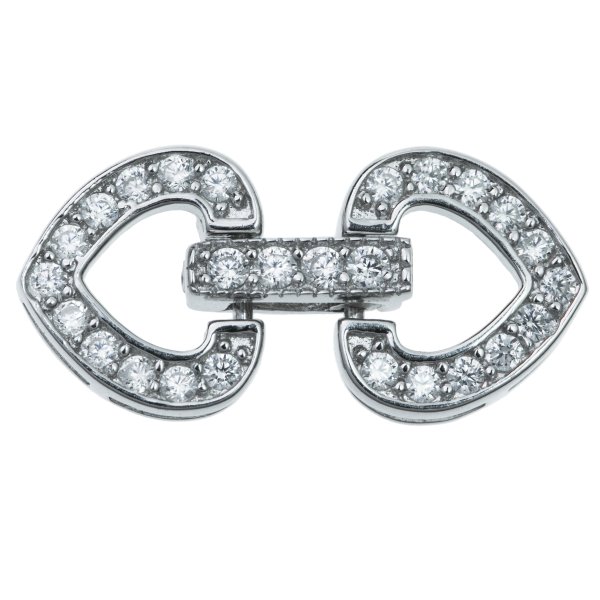 1 Set Rhodium on 925 Sterling Silver Infinity Love Heart Clear CZ Crystal Stringing Connector Clasp