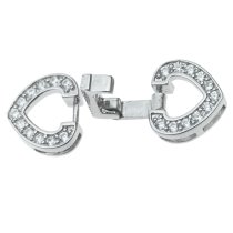 1 Set Rhodium on 925 Sterling Silver Infinity Love Heart Clear CZ Crystal Stringing Connector Clasp