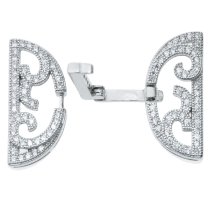 1 Set Rhodium on 925 Sterling Silver Flower Leaf Clear CZ Crystal 4 Strand Stringing Connector Clasp