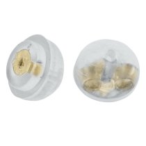 2 x Gold-tone 925 Sterling Silver Hypoallergenic Rubber Friction Earring Back Ear Nut