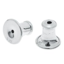 2 x 925 Sterling Silver Rubber Friction Bullet Earring Back Ear Nut